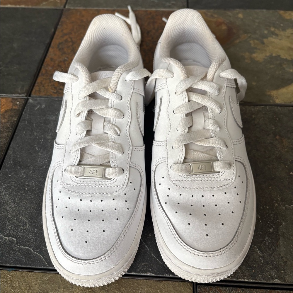 Nike Kids White Lace-Up Sneakers - Classic AF1 Style